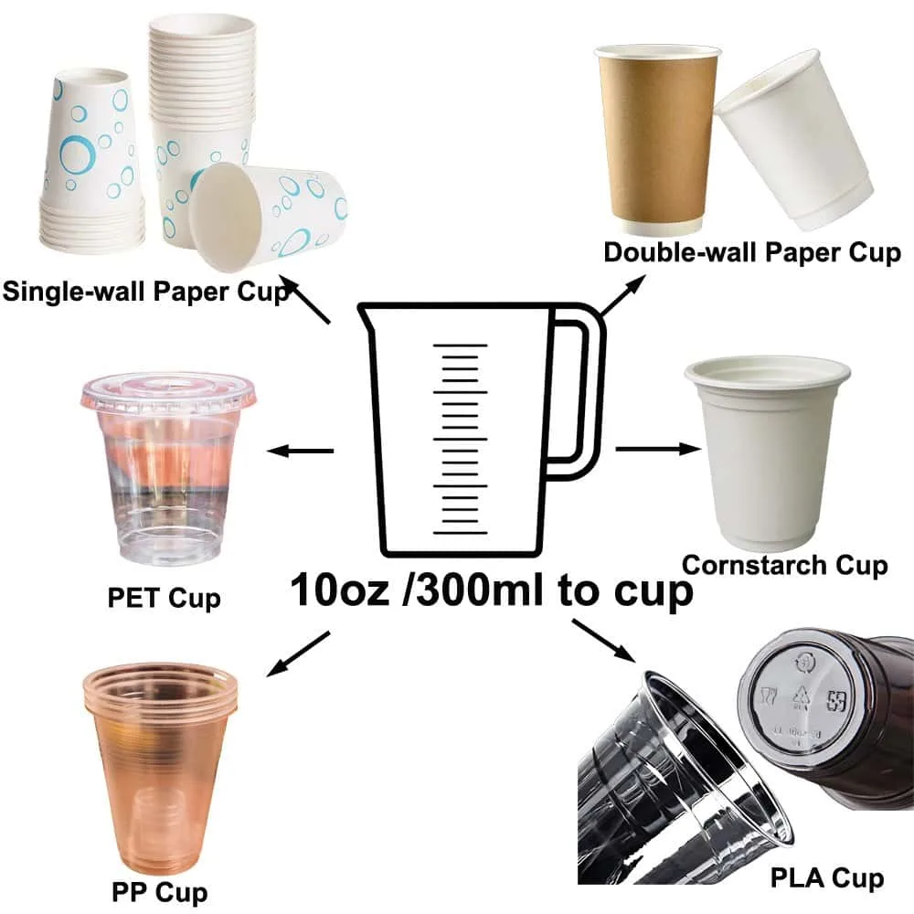 300ml water in cups