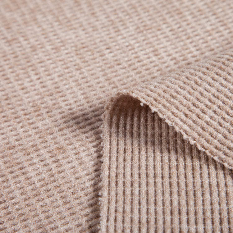 FH1006 Fake Cashmere Silver Yarn Waffle Fabric – Soft Textured Fabric for Sweaters, Cardigans, and Luxury Knitted Apparel