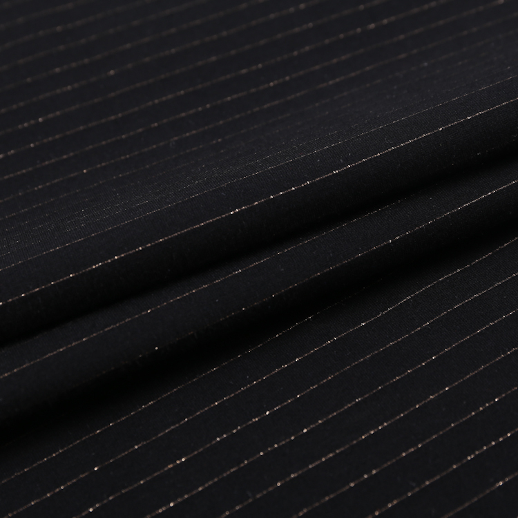 FH16075 high quality Nylon viscose spandex siro tex yarn dye gold yarn shiny stripes ponte roma for trousers
