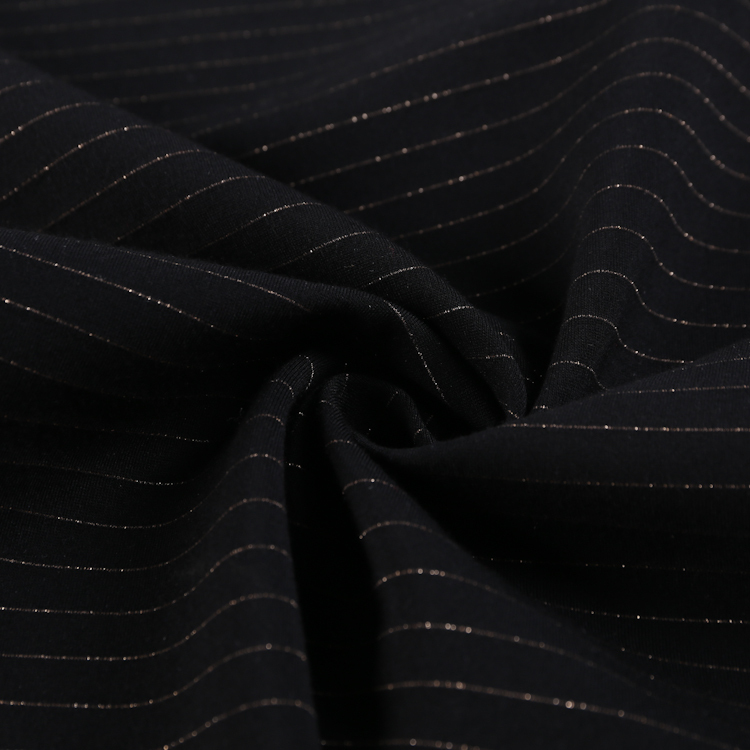 FH16075 high quality Nylon viscose spandex siro tex yarn dye gold yarn shiny stripes ponte roma for trousers