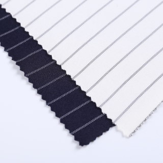 FH16016White Stripe Yarn Dye Ponte Roma Fabric – Colorful Knitted Fabric for Fashion Garments, Blouses, Dresses, and Skirts