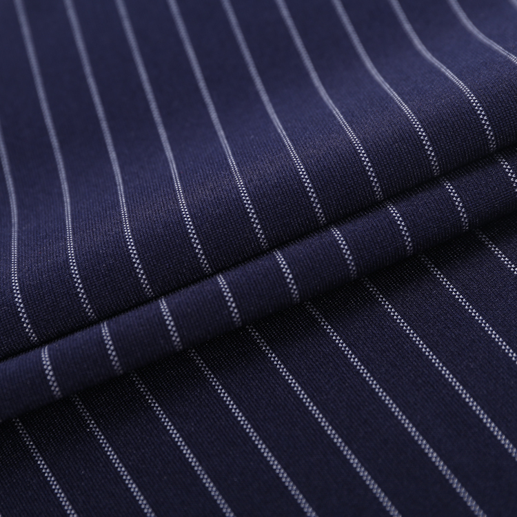 FH16016White Stripe Yarn Dye Ponte Roma Fabric – Colorful Knitted Fabric for Fashion Garments, Blouses, Dresses, and Skirts