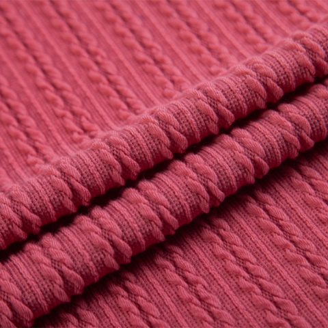 J15083 Jacquard Textile Material 250g Polyester spandex padding Twisted rib Knitted Ribbed Jacquard Fabric for Sweater/cardigan