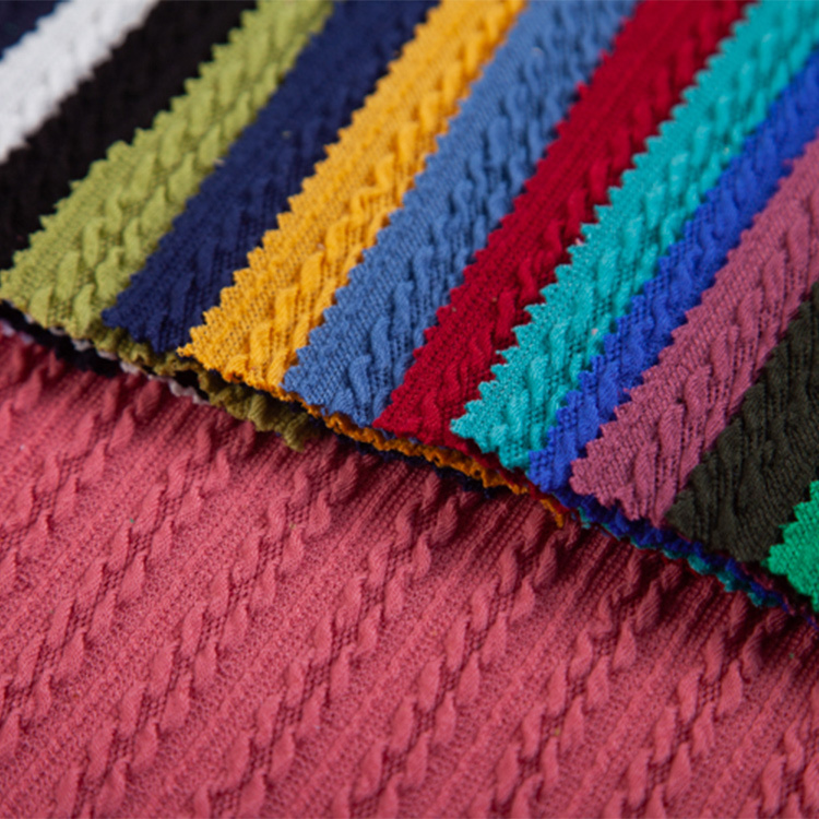 J15083 Jacquard Textile Material 250g Polyester spandex padding Twisted rib Knitted Ribbed Jacquard Fabric for Sweater/cardigan