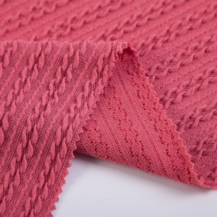 J15083 Jacquard Textile Material 250g Polyester spandex padding Twisted rib Knitted Ribbed Jacquard Fabric for Sweater/cardigan