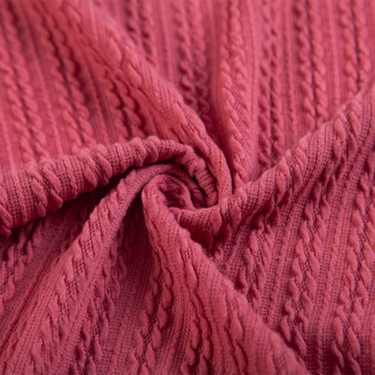 J15083 Jacquard Textile Material 250g Polyester spandex padding Twisted rib Knitted Ribbed Jacquard Fabric for Sweater/cardigan