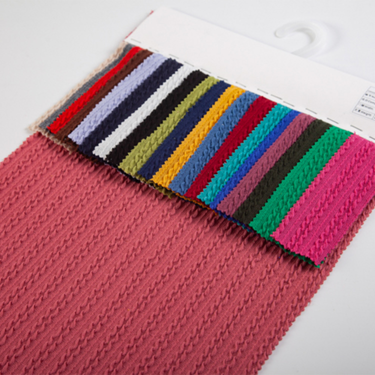 J15083 Jacquard Textile Material 250g Polyester spandex padding Twisted rib Knitted Ribbed Jacquard Fabric for Sweater/cardigan