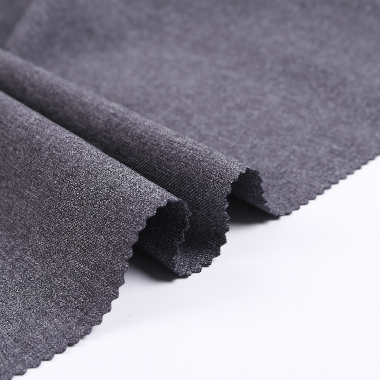 HB06-15 three color cationic melange polyester spandex 4 way sytretch fabric for trousers