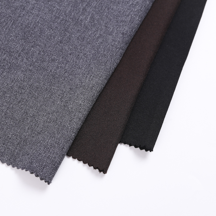 HB06-15 three color cationic melange polyester spandex 4 way sytretch fabric for trousers