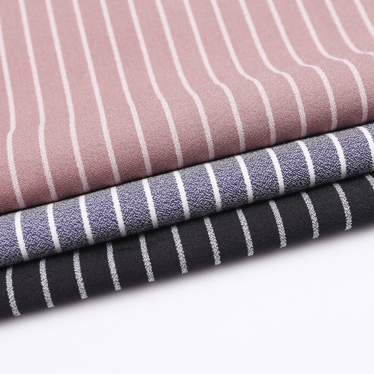 HB17-78 stripe crepe polyester spandex 4 way stretch weave fabric for shirt, suit garment