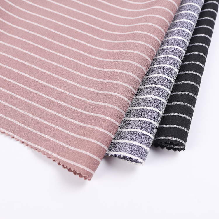 HB17-78 stripe crepe polyester spandex 4 way stretch weave fabric for shirt, suit garment