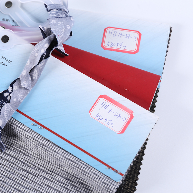 HB14-54-2 Europe Style Polyester Viscose Spandex Houndstooth Fabric – Plain Dye Suiting