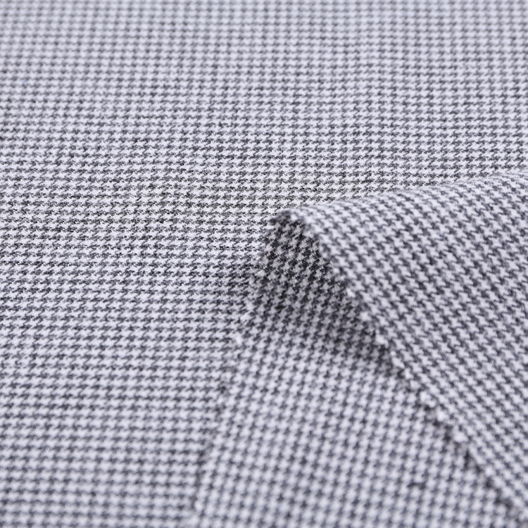HB14-54-2 Europe Style Polyester Viscose Spandex Houndstooth Fabric – Plain Dye Suiting