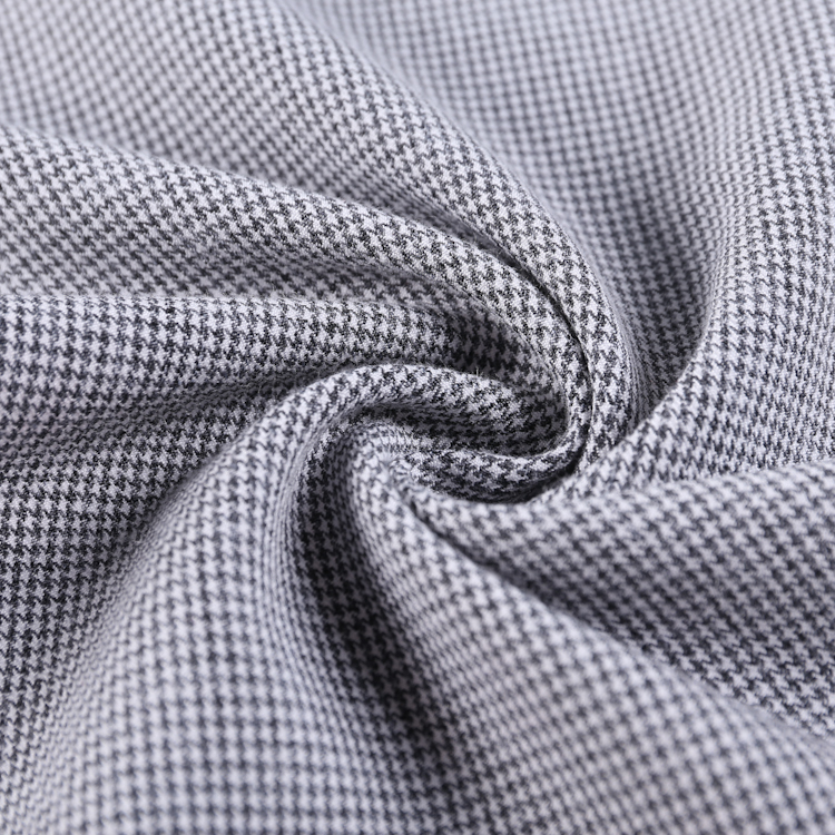HB14-54-2 Europe Style Polyester Viscose Spandex Houndstooth Fabric – Plain Dye Suiting