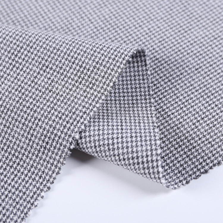 HB14-54-2 Europe Style Polyester Viscose Spandex Houndstooth Fabric – Plain Dye Suiting