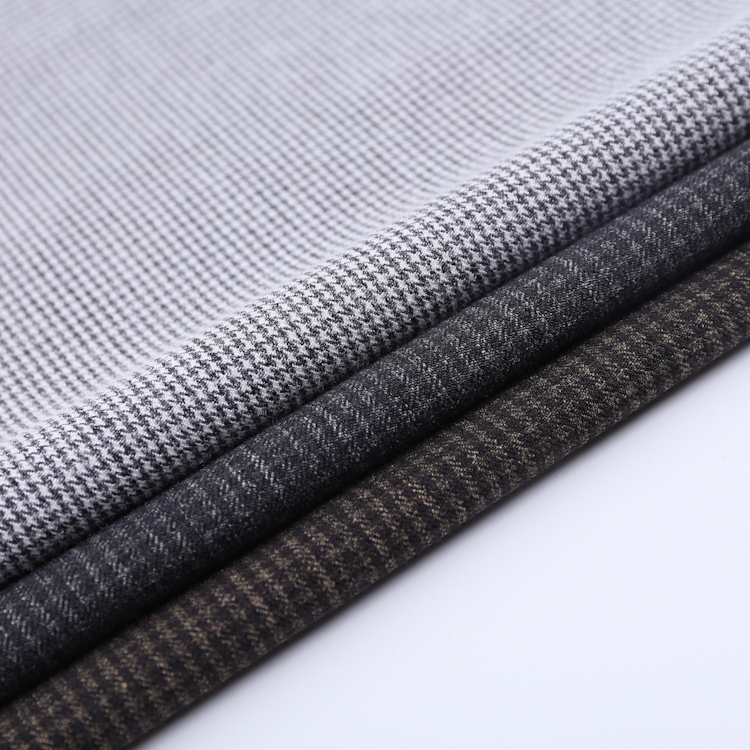 HB14-54-2 Europe Style Polyester Viscose Spandex Houndstooth Fabric – Plain Dye Suiting