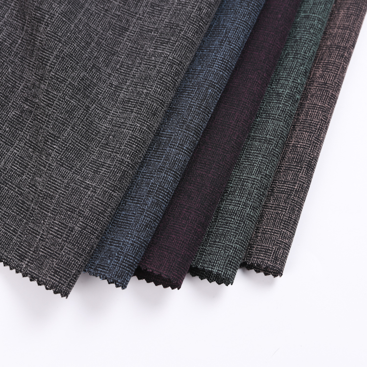 HB15-36 woven polyester rayon spandex plaid fabric dable color cationic plain dye fabric for suit garment