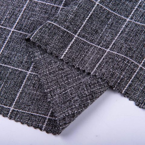 HB15-68 weave polyester rayon spandex check white yarn jacquard fabrc for suit women