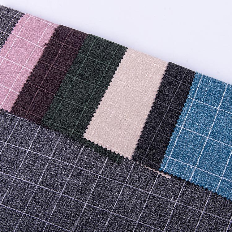 HB15-68 weave polyester rayon spandex check white yarn jacquard fabrc for suit women