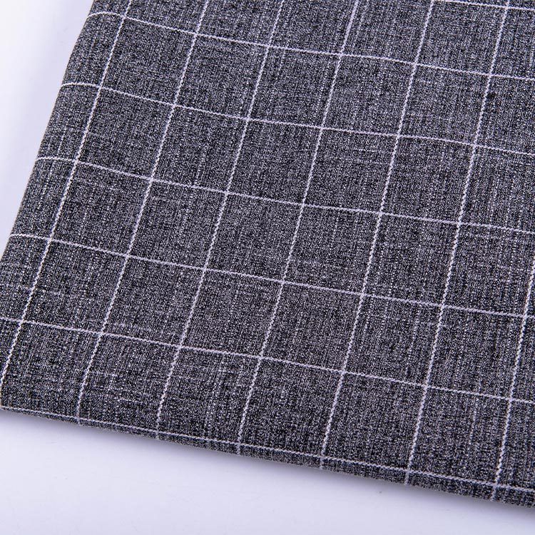 HB15-68 weave polyester rayon spandex check white yarn jacquard fabrc for suit women