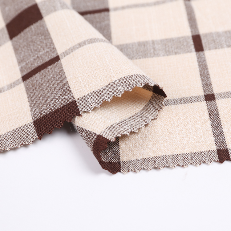 fake linen check fabric