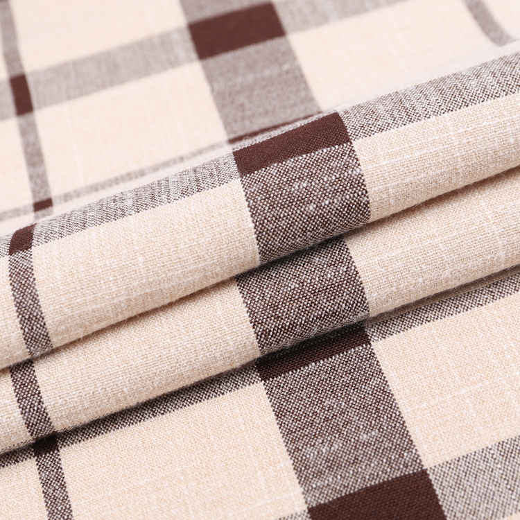 fake linen check fabric