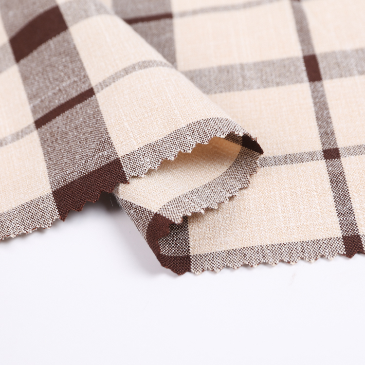 HB18-25 Fake Linen Check weave Fabric – Textured Blended Fabric for Summer Shirts, Dresses, and Vintage-Style Apparel