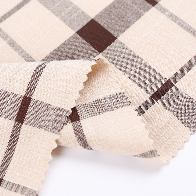 HB18-25 Fake Linen Check weave Fabric – Textured Blended Fabric for Summer Shirts, Dresses, and Vintage-Style Apparel