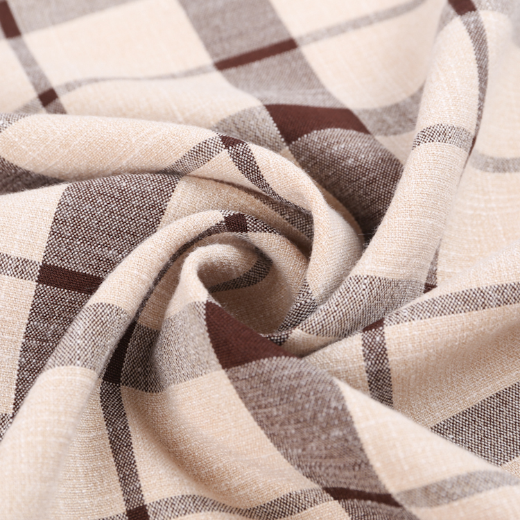 HB18-25 Fake Linen Check weave Fabric – Textured Blended Fabric for Summer Shirts, Dresses, and Vintage-Style Apparel