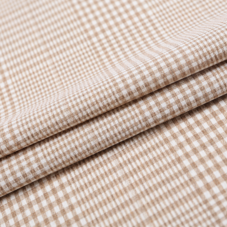 HB21-27 Yarn Dyed Beige Check Fabric – Light-Colored Plaid Fabric for Office Blouses, Skirts, and Women’s Suits