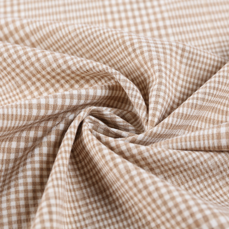HB21-27 Yarn Dyed Beige Check Fabric – Light-Colored Plaid Fabric for Office Blouses, Skirts, and Women’s Suits