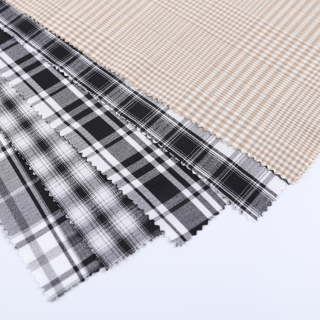 HB21-27 Yarn Dyed Beige Check Fabric – Light-Colored Plaid Fabric for Office Blouses, Skirts, and Women’s Suits