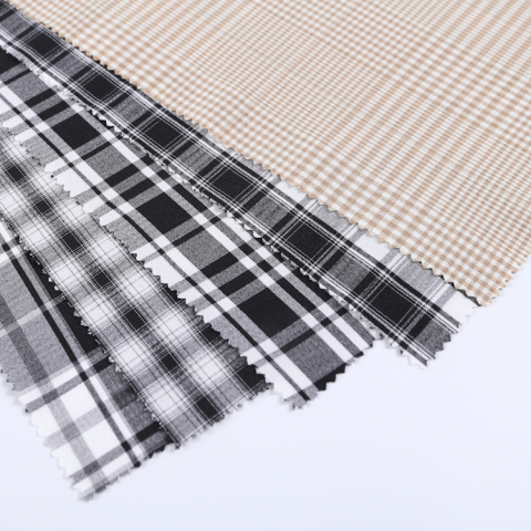 HB21-27 Yarn Dyed Beige Check Fabric – Light-Colored Plaid Fabric for Office Blouses, Skirts, and Women’s Suits