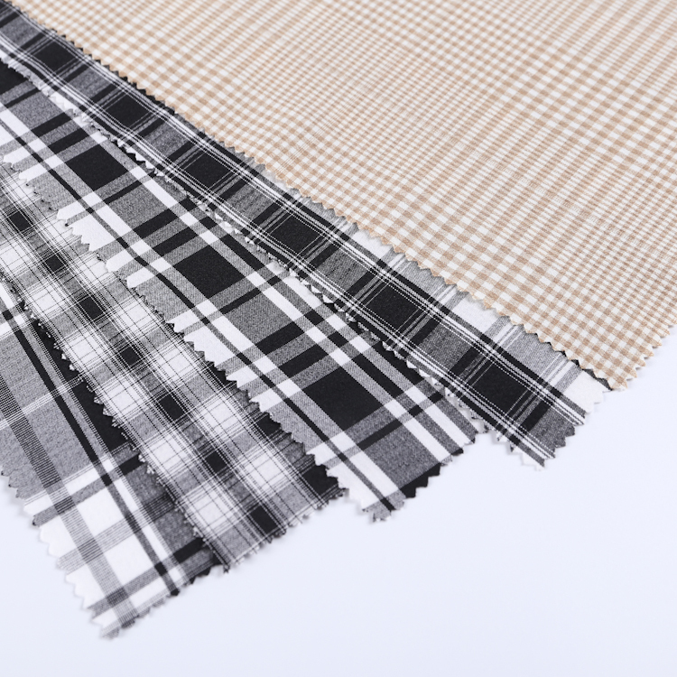 HB21-27 Yarn Dyed Beige Check Fabric – Light-Colored Plaid Fabric for Office Blouses, Skirts, and Women’s Suits