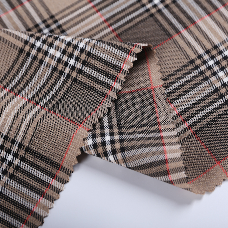 red yarn dyed check fabric