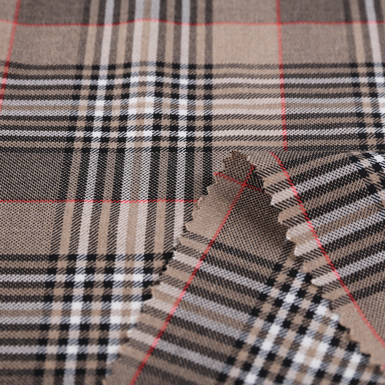 red yarn dyed check fabric