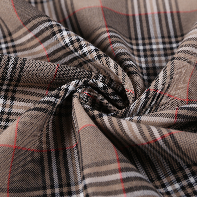 red yarn dyed check fabric