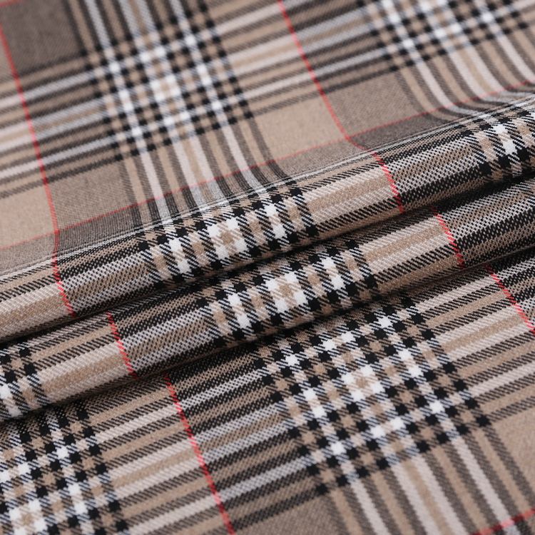 HB21-50 Red Yarn Dyed Check Fabric – Classic Plaid Weaving for Fashion Shirts, Skirts