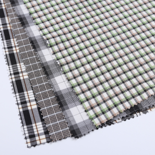 HB21-57 green yarn dyed check fabric polyester viscose elastic high quality weave factory for shirt suiting garment