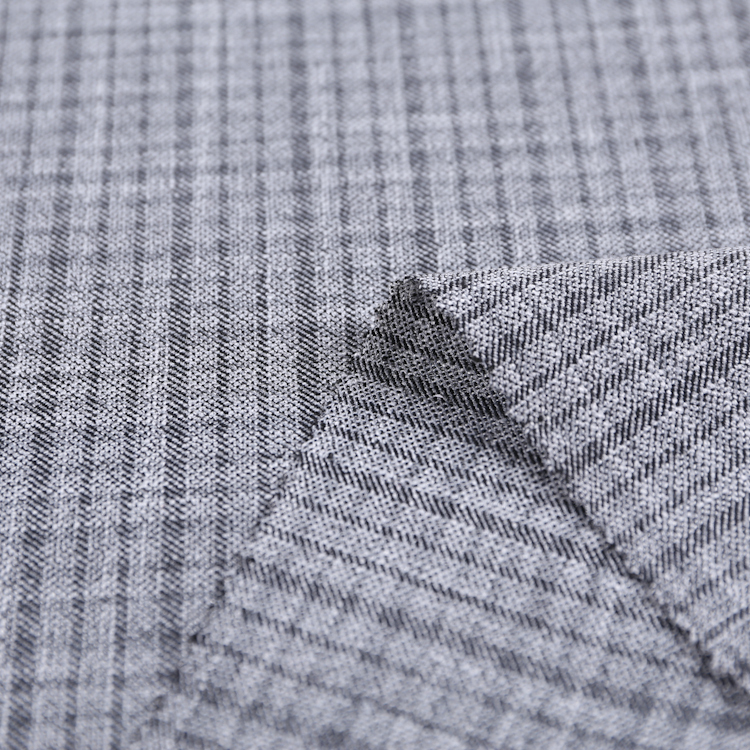 HB21-58-B Yarn Dyed Slubbed Jacquard Check Fabric – Textured Stretch Plaid for Boutique Dresses, Coats, and suiting garment