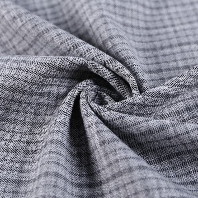 HB21-58-B Yarn Dyed Slubbed Jacquard Check Fabric – Textured Stretch Plaid for Boutique Dresses, Coats, and suiting garment