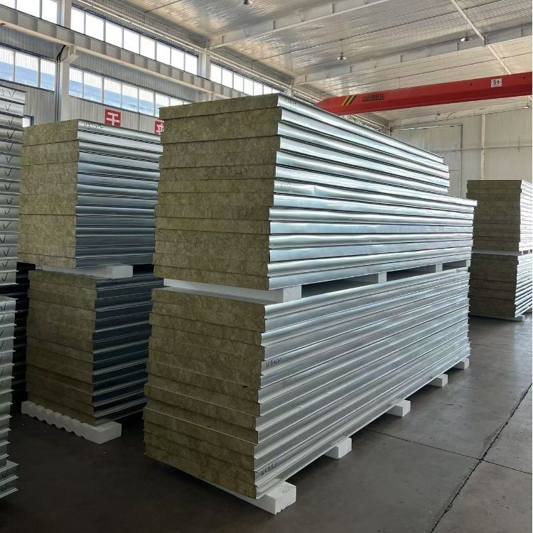 Factory Partition Insulation Composite Color Steel Rock Wool Sandwich Panel Fireproof Heat Insulation Dust-free Workshop