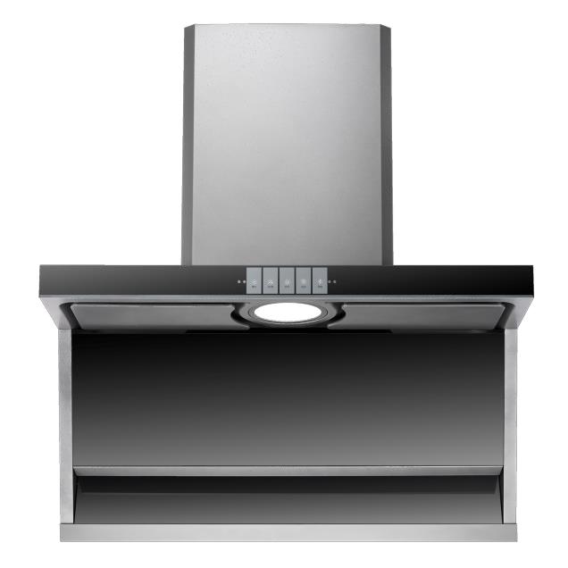 Wall Mounted Downdraft Range Hood With Glass Exhaust Chimney