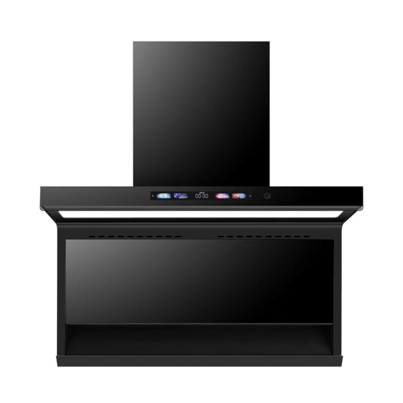 Modern Multifunctional Black Kitchen Hood With LED Light