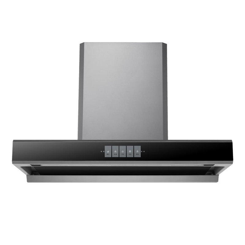 Wall Mounted Touch Switch Auto Clean Range Hood With Black Tempered Glass
