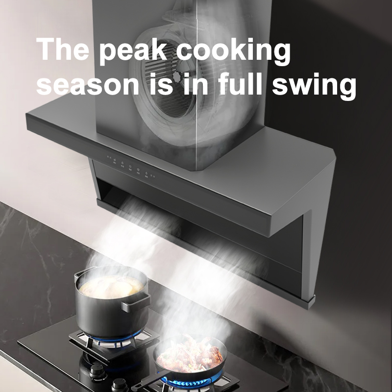 Wall Mounted Downdraft Range Hood With Glass Exhaust Chimney