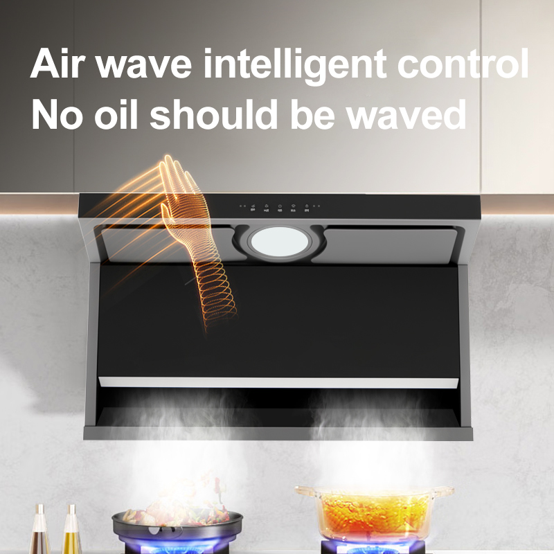 Wall Mounted Downdraft Range Hood With Glass Exhaust Chimney
