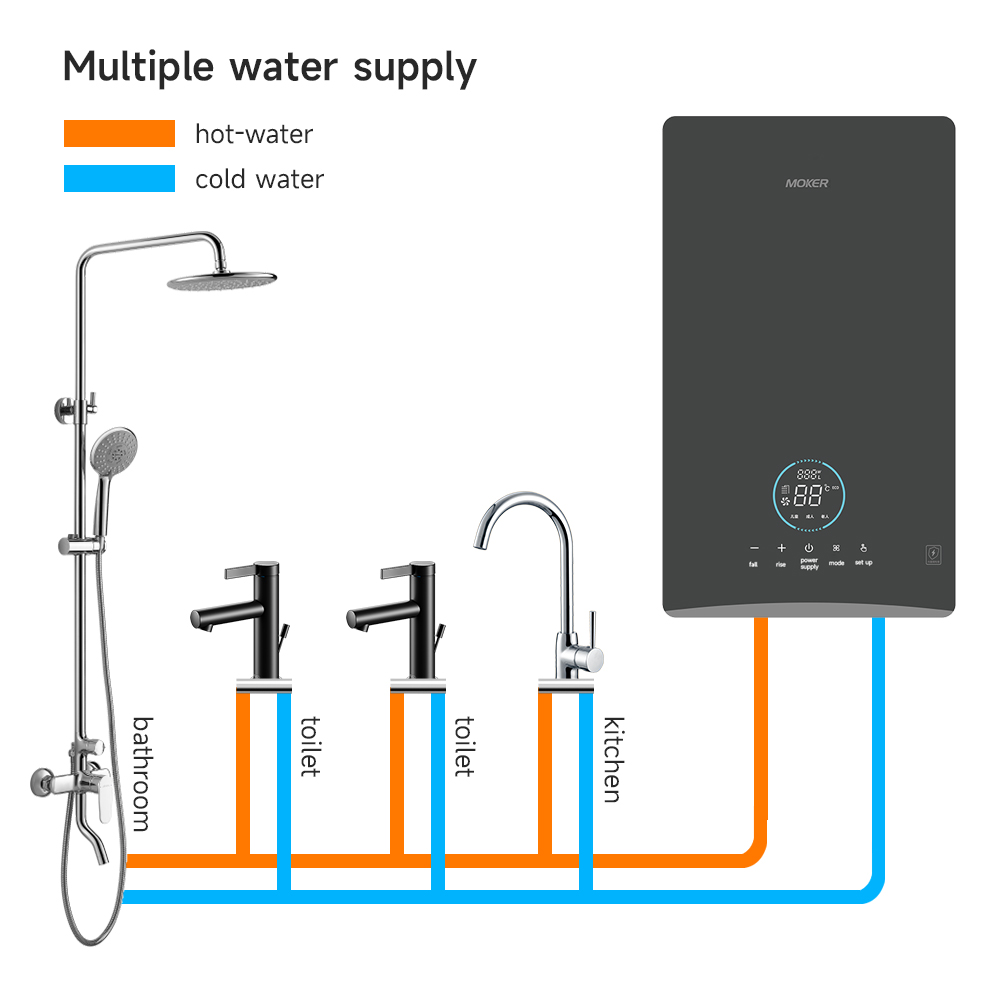 Instantaneous Electric Water Heater With Touch Display For Bathroom