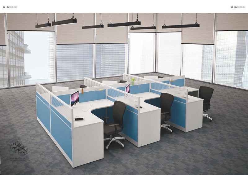 L-Shaped Screen Partition for Staff Workstations