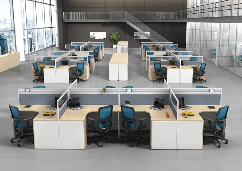 L-Shaped Screen Partition for Staff Workstations